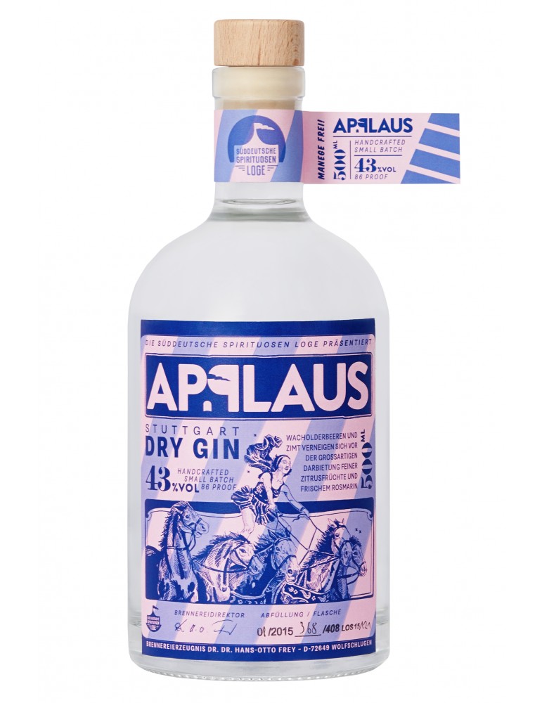 43% DRY 0,5l Flasche APPLAUS vol ORIGINAL GIN